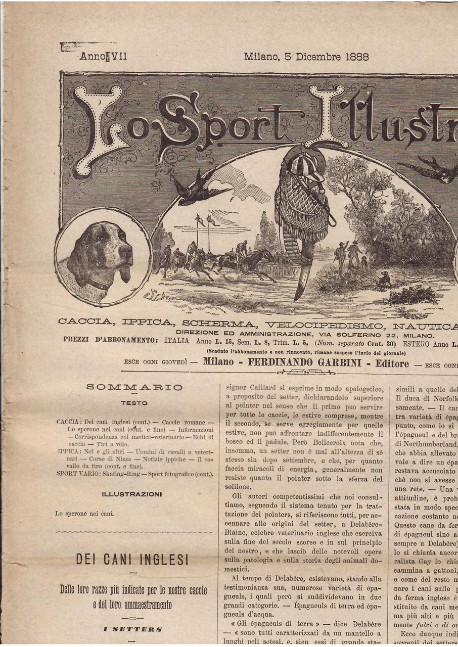 LO SPORT ILLUSTRATO - CACCIA, IPPICA, SCHERMA, VELOCIPEDISMO, NAUTICA, PESCA, …