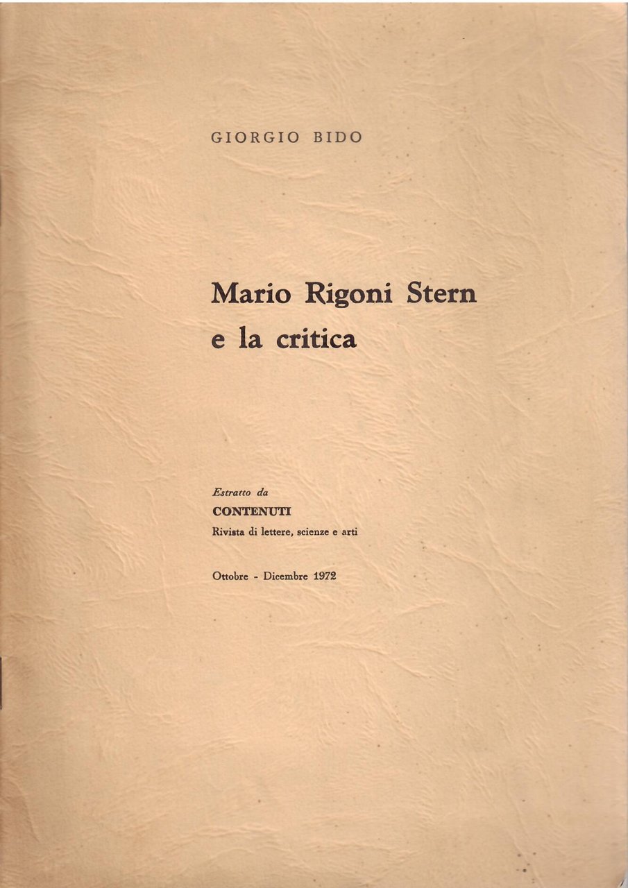 MARIO RIGONI STERN E LA CRITICA