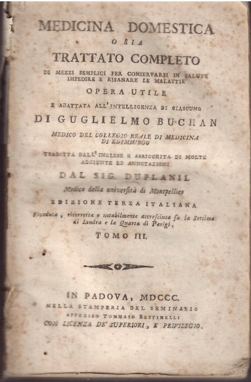 MEDICINA DOMESTICA O SIA TRATTATO COMPLETO DI MEZZI SEMPLICI PER …