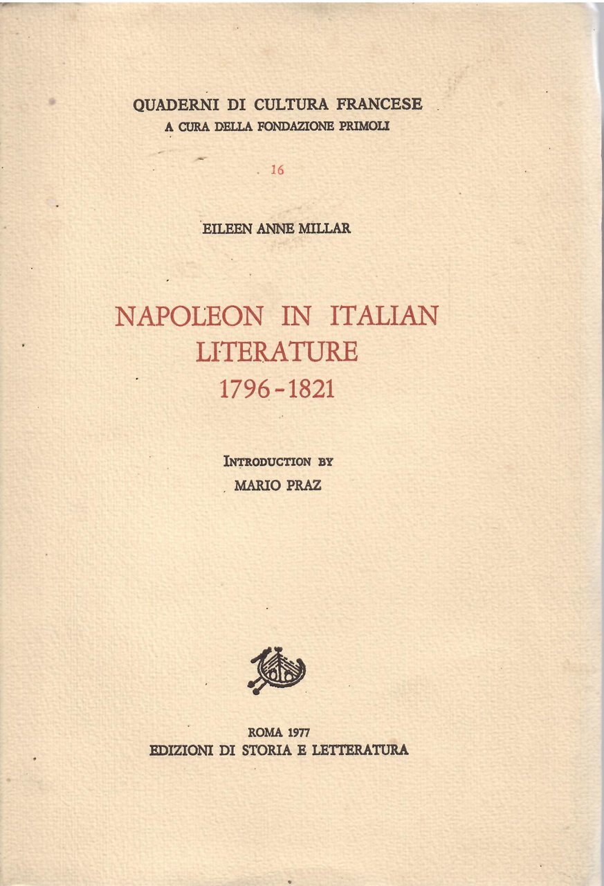 NAPOLEON IN ITALIAN LITERATURE 1796 - 1821 | Immagine principale