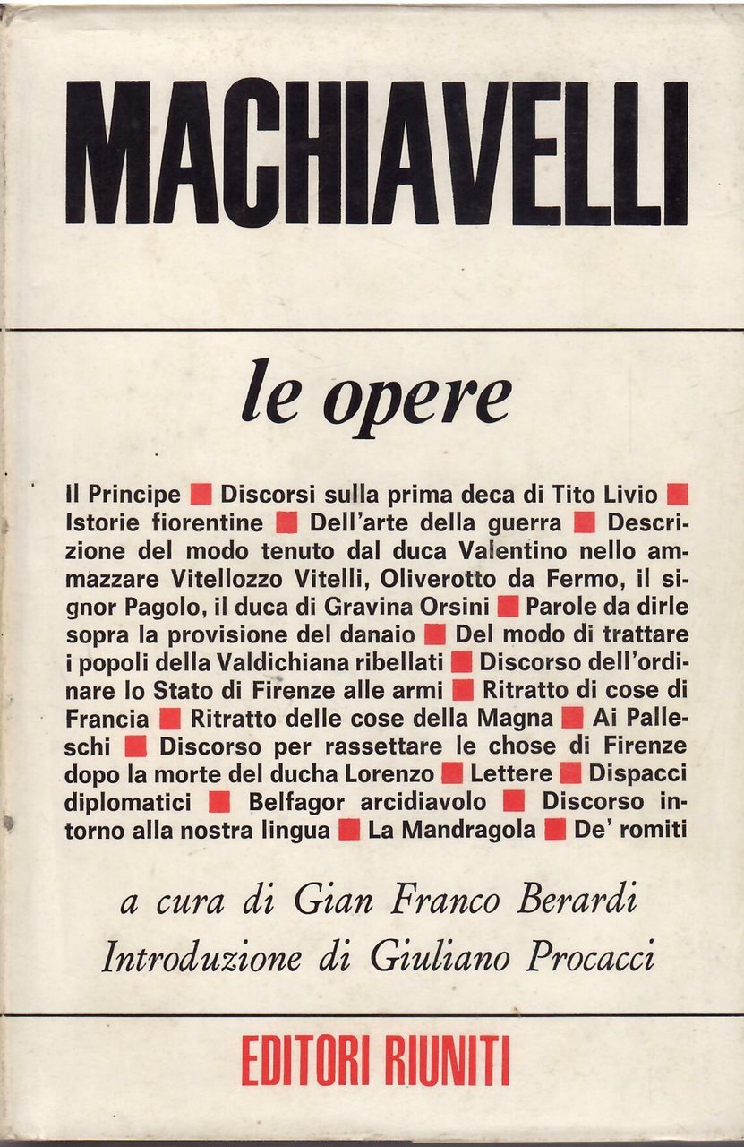 NICCOLO' MACHIAVELLI - OPERE SCELTE | Immagine principale