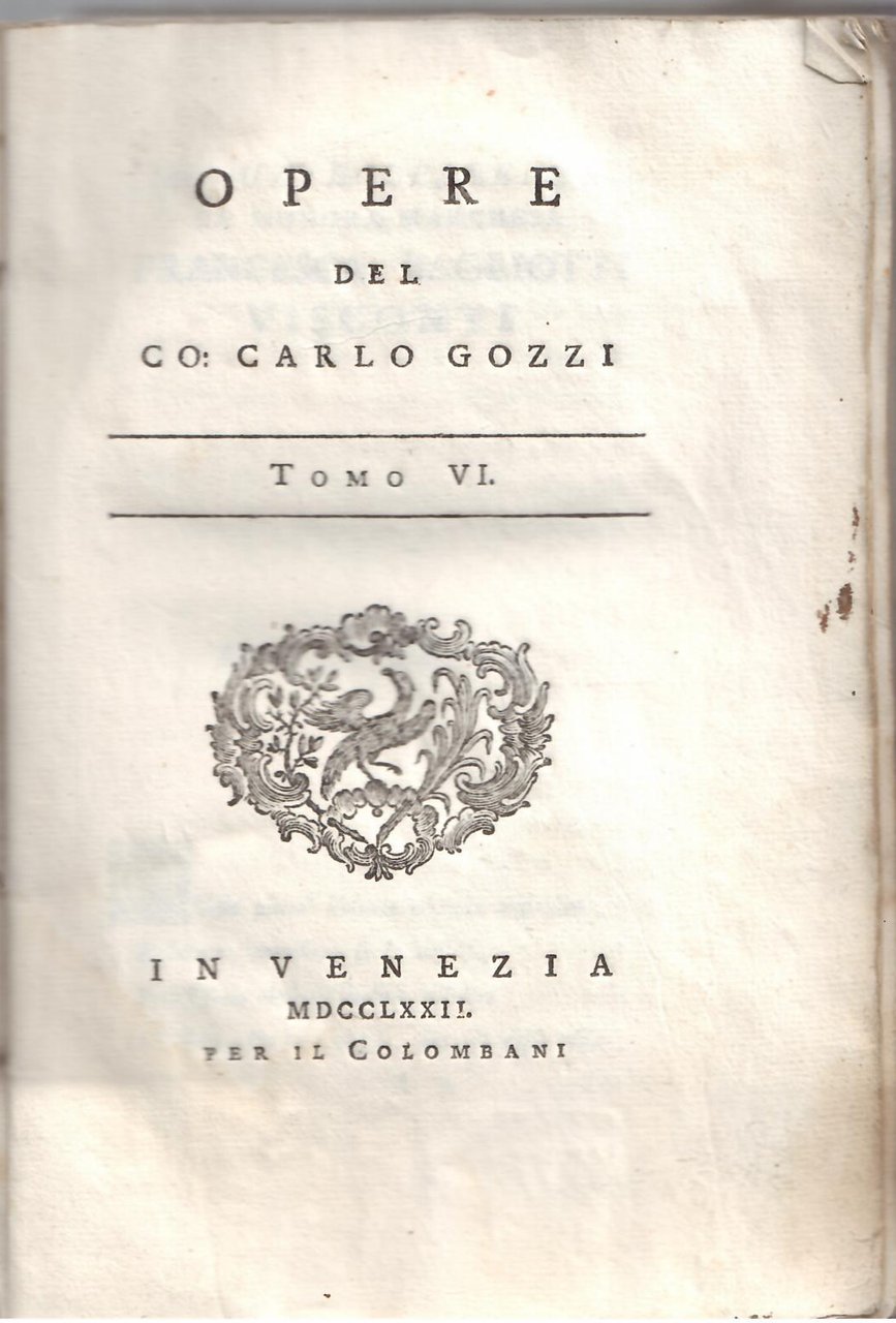 OPERE DEL CO: CARLO GOZZI