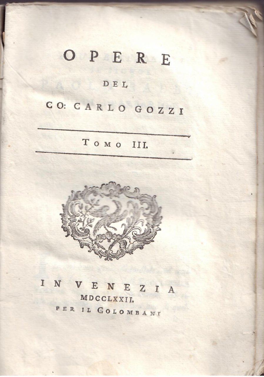 OPERE DEL CO: CARLO GOZZI