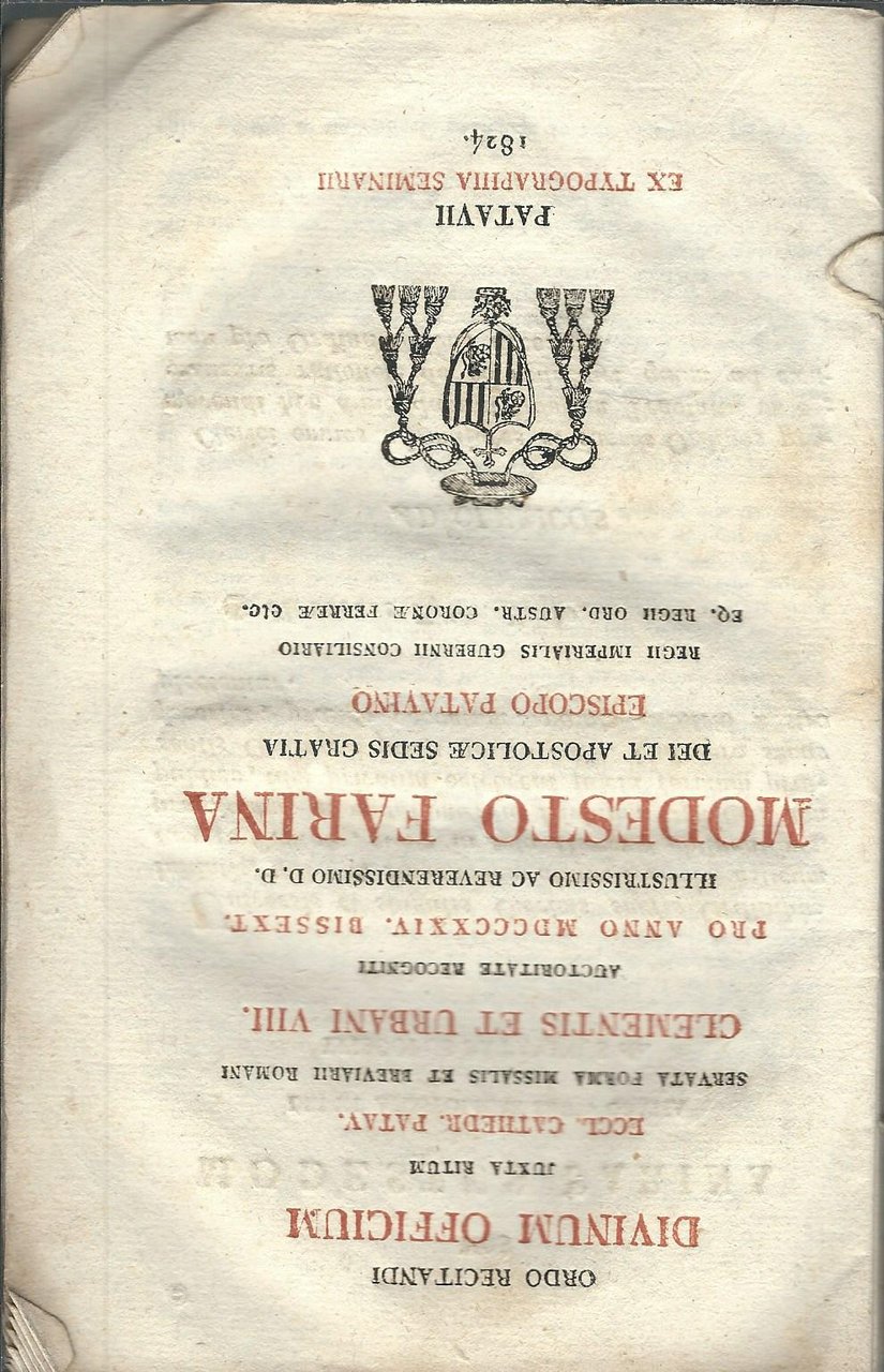 ORDO RECITANDI DIVINUM OFFICIUM JUXTA RITUM ECCL. CATHEDR. PATAV. SERVATA …