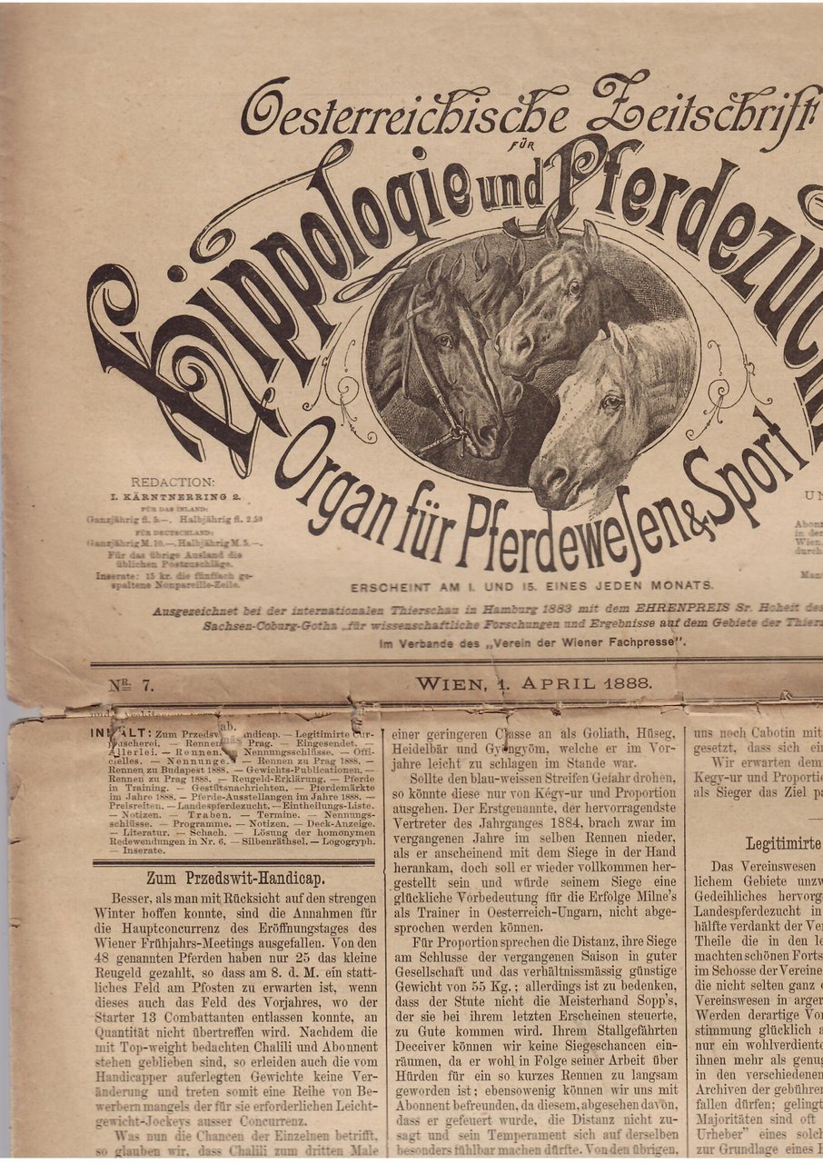 Österreichische Zeitschrift für Hippologie und Pferdezucht — Organ für Pferdewesen …