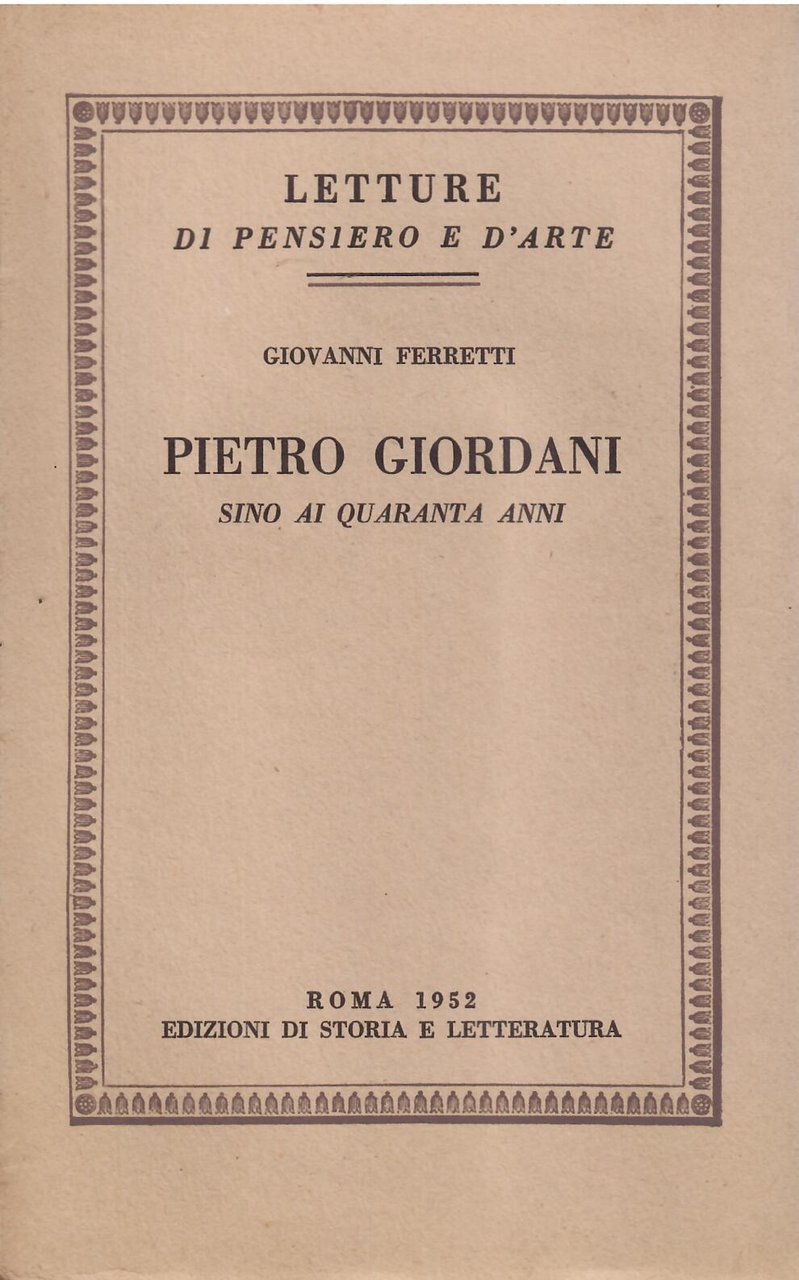 PIETRO GIORDANO SINO AI QUARANTANNI