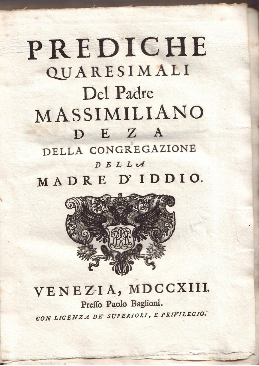 QUARESIMALE DEL PADRE MASSIMILIANO DEZA