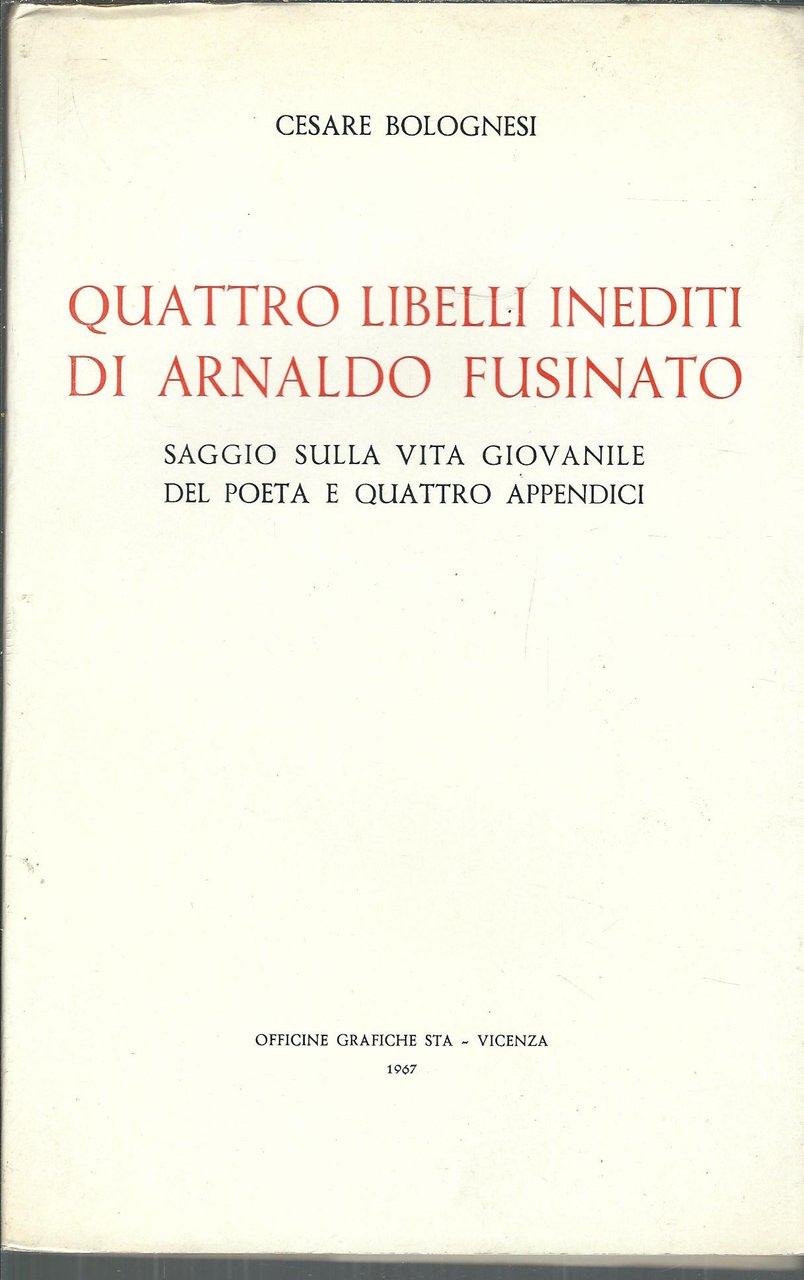 QUATTRO LIBELLI INEDITI DI ARNALDO FUSINATO | Immagine principale