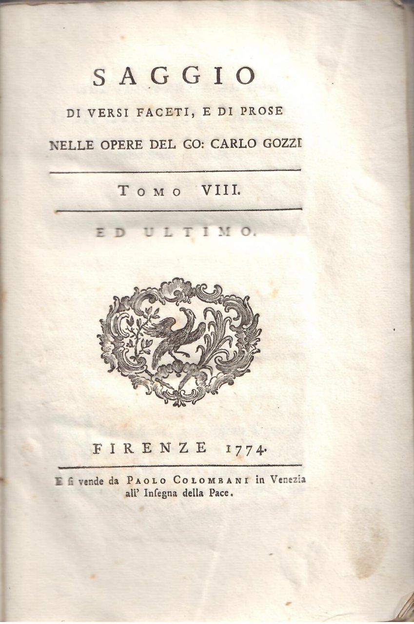 SAGGIO DI VERSI FACETI, E DI PROSE NELLE OPERE DEL …