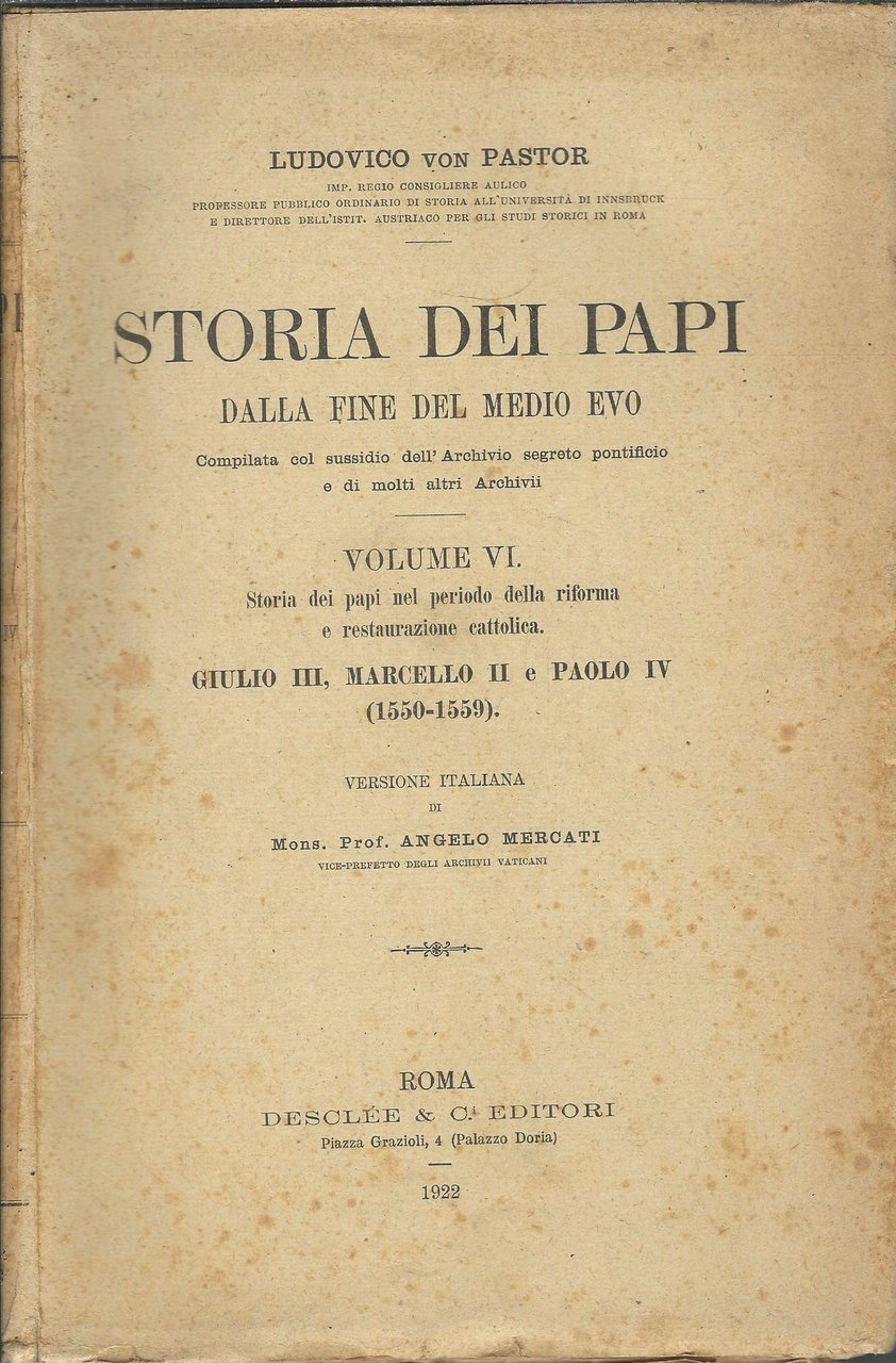 STORIA DEI PAPI DALLA FINE DEL MEDIO EVO