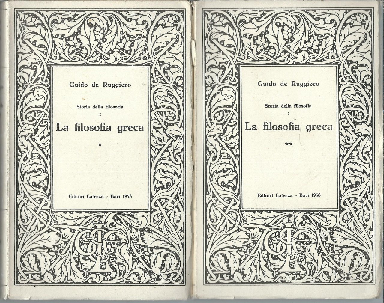 STORIA DELLA FILOSOFIA - LA FILOSOFIA GRECA - DUE VOLUMI