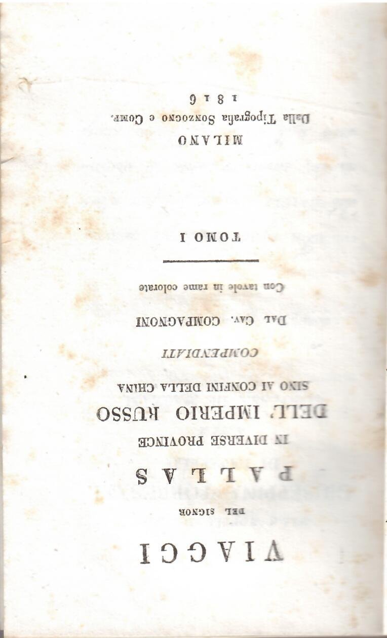 VIAGGIO DEL SIGNOR PALLAS IN DIVERSE PROVINCIE DELL'IMPERIO RUSSO SINO …