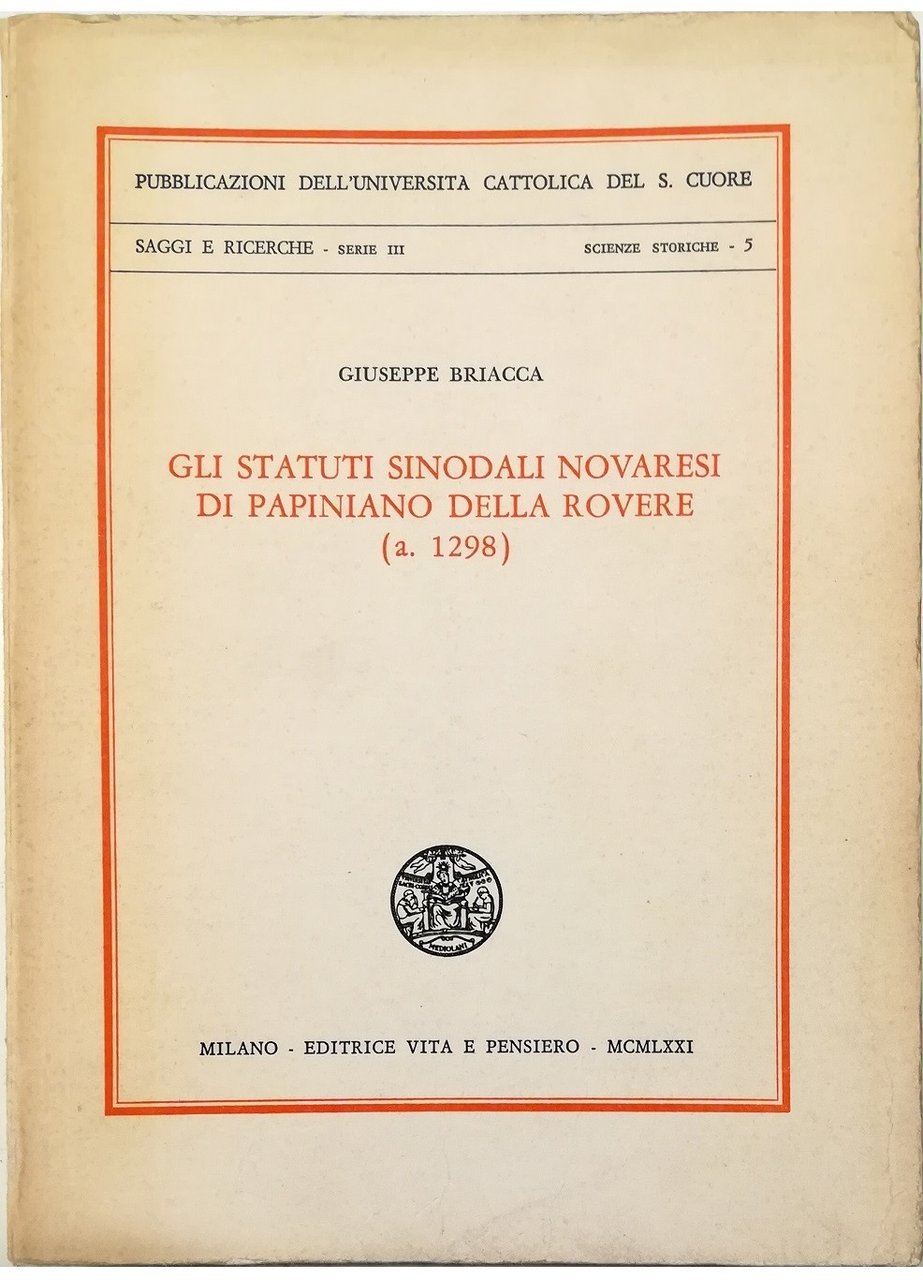 Gli statuti sinodali novaresi di Papiniano Della Rovere (a. 1298)