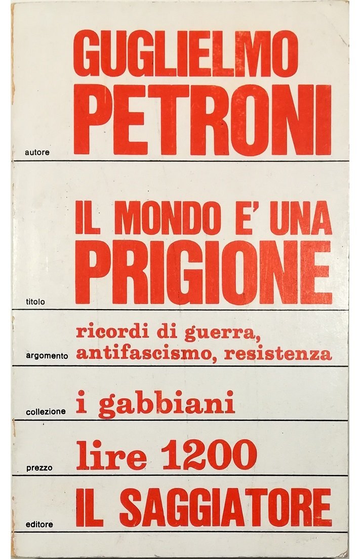 Il mondo è una prigione Ricordi di guerra, antifascismo, Resistenza