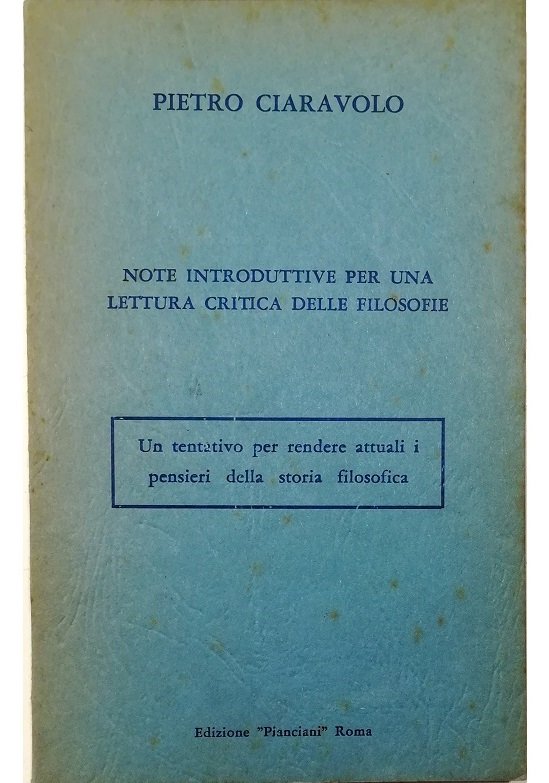 Note introduttive per una lettura critica delle filosofie Un tentativo …