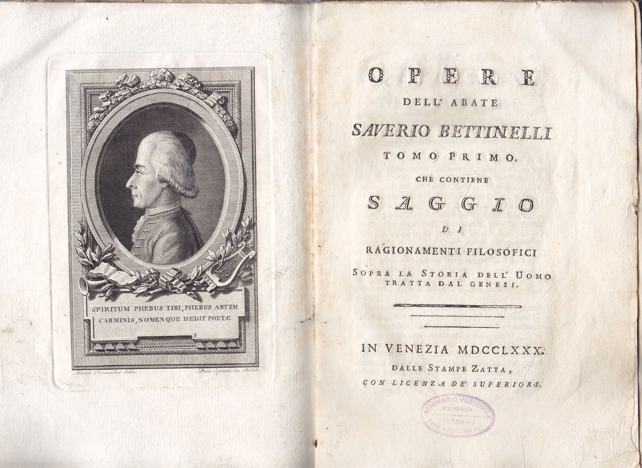 Opere dell'abate Saverio Bettinelli Tomo primo che contiene Saggio di …