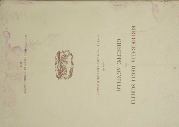 Bibliografia degli scritti di Giuseppe Agnello