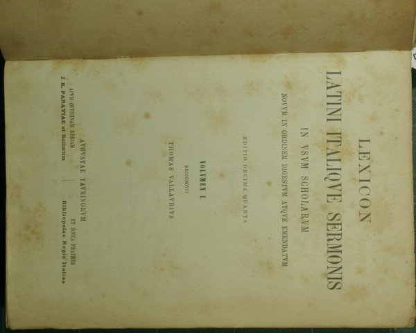 Lexicon latini italique sermonis; Vocabolario italiano-latino