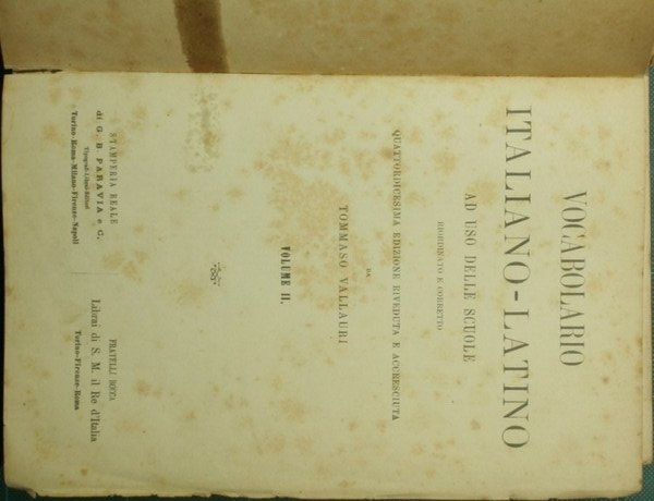 Lexicon latini italique sermonis; Vocabolario italiano-latino