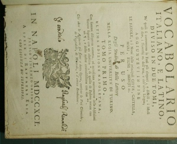 Vocabolario italiano e latino diviso in due tomi - Vol. …