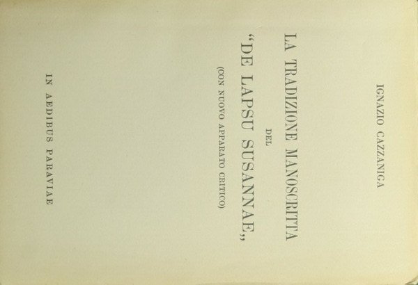 La tradizione manoscritta del De Lapsu Susannae