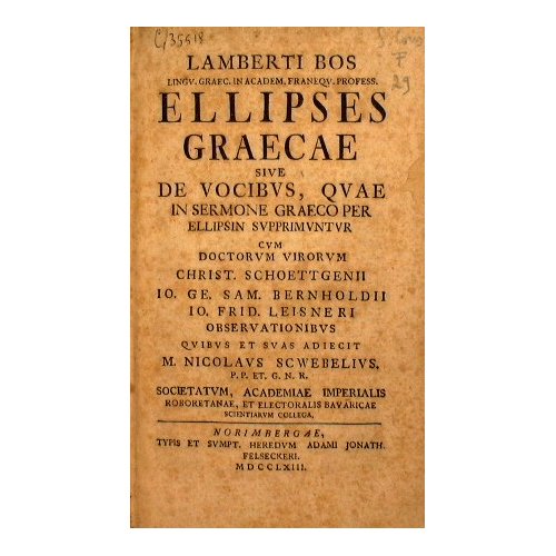 Ellipses gracae sive vocibus, quae in Sermone Graeco per Ellipsin …