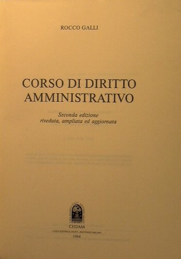 Corso di Diritto Amministrativo.