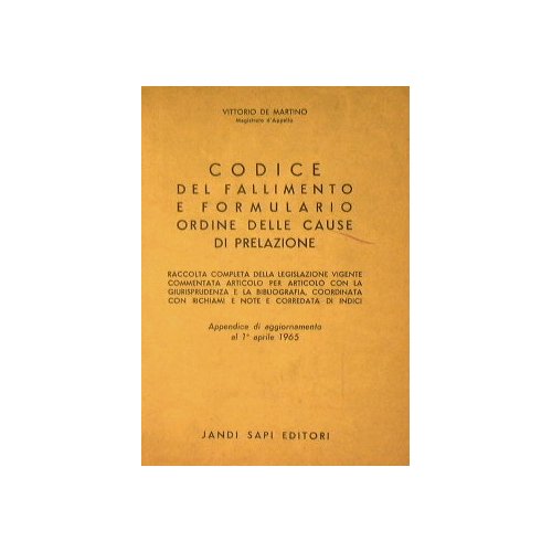 Codice del fallimento e formulario ordine delle cause di prelazione