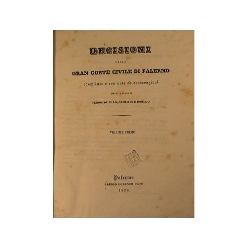 Decisioni della gran corte civile di Palermo