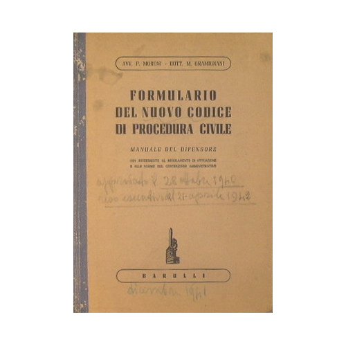 Formulario del nuovo codice di procedura civile