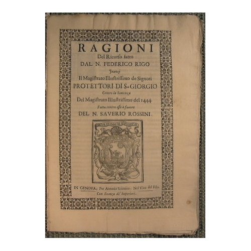 Ragioni del ricordo fatto dal N. Federico Rigo innanzi i …