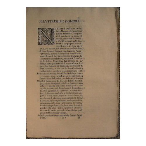 La sentenza del Prestantiss. Magistrato di Fiera di Pasqua 1711 …