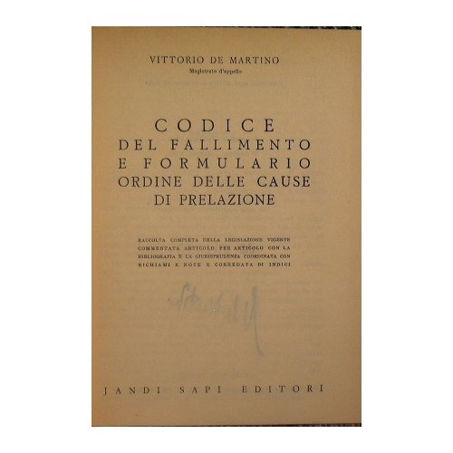 Codice del fallimento e formulario ordine delle cause di prelazione