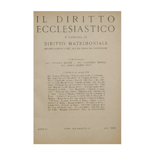 Il diritto ecclesiastico e rassegna di diritto matrimoniale