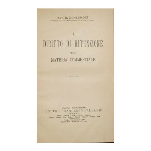 Il diritto di ritenzione nella materia commerciale