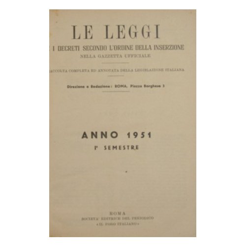 Le leggi e i decreti secondo l'ordine della inserzione nella …