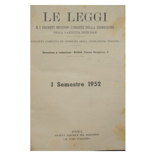 Le leggi e i decreti secondo l'ordine della inserzione nella …