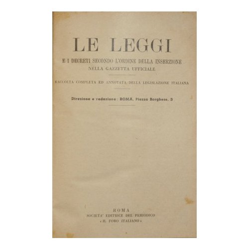 Le leggi e i decreti secondo l'ordine della inserzione nella …