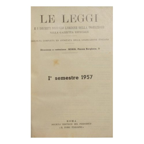 Le leggi e i decreti secondo l'ordine della inserzione nella …