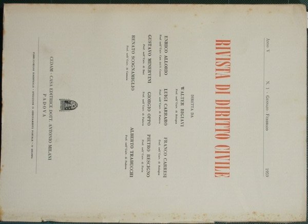 Rivista di Diritto Civile. Anno V - 1959. N. 1 …