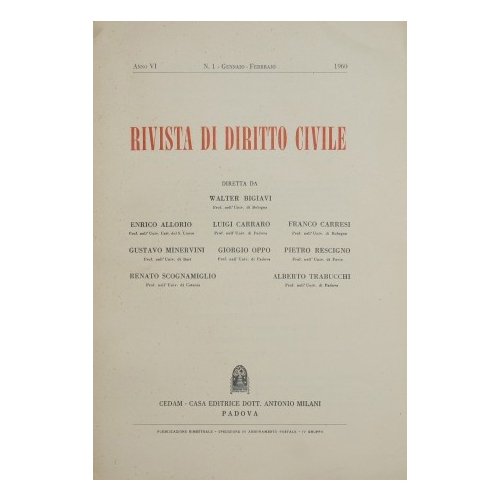 Rivista di Diritto Civile. Anno VI - 1960. N. 1 …