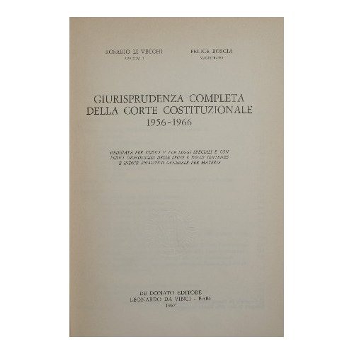 Giurisprudenza completa della Corte Costituzionale. 1956-1966