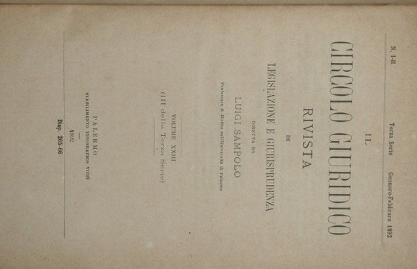 Il circolo giuridico. Anno XXIII - Vol. XXIII