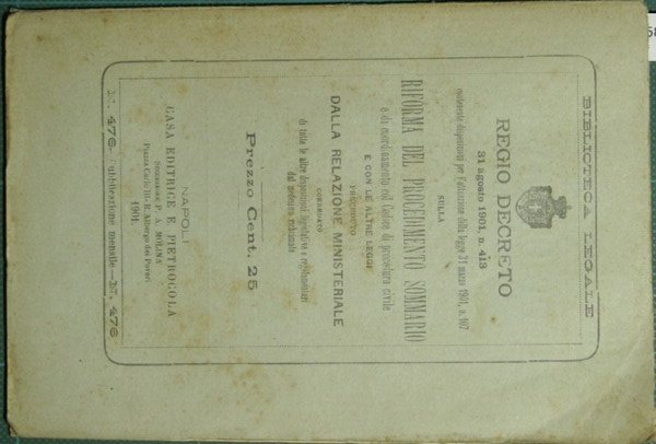 Regio decreto 31 agosto 1901, n. 413 contenente diposizioni per …