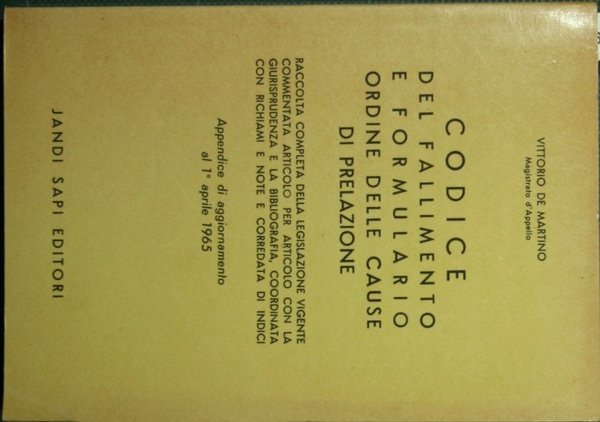 Codice del fallimento e formulario. Ordine delle cause di prelazione