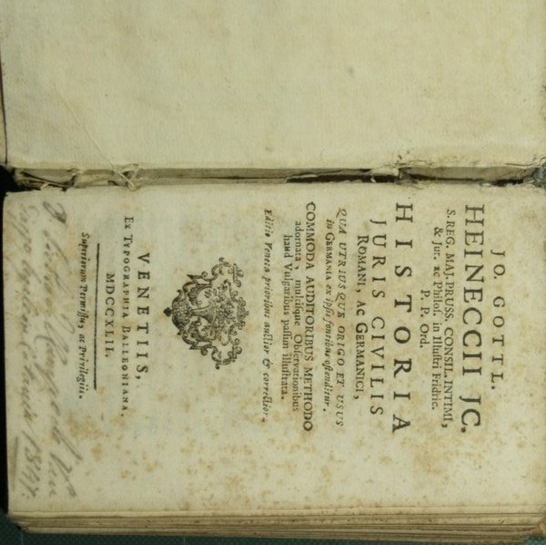 Jo Gottl. Heinecii JC. Historia juris civilis romani ac germanici