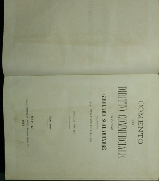Comento del diritto commerciale. Vol. I