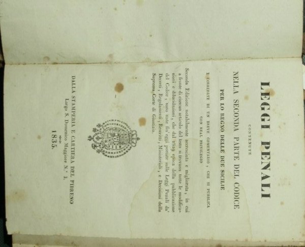 Leggi penali contenute nella seconda parte del Codice per lo …