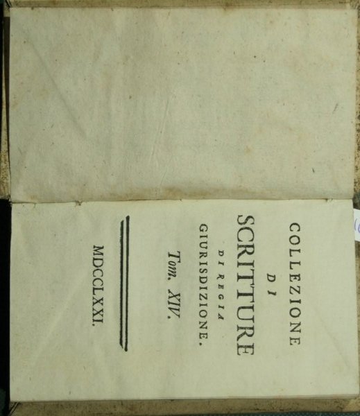 Collezione di scritture di regia giurisdizione. Vol. XIV