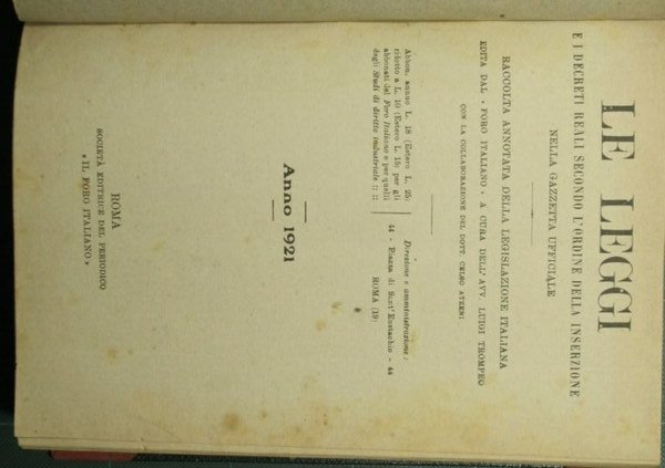 Le leggi e i decreti reali secondo l'ordine della inserzione …